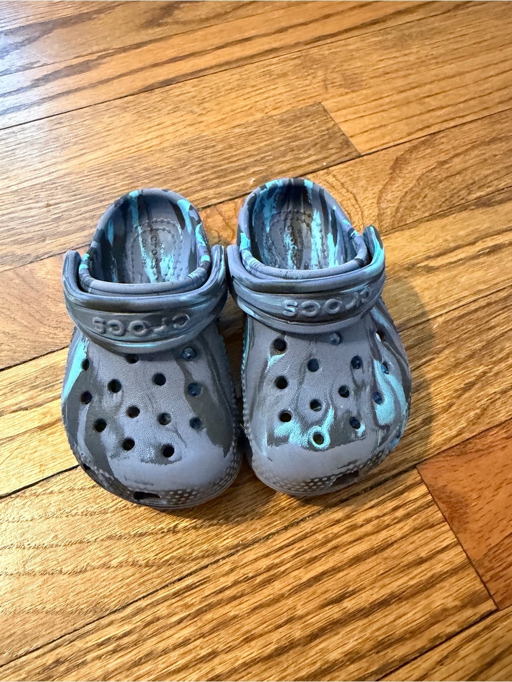 CROCS Kids Clog in Gray with Teal Accents